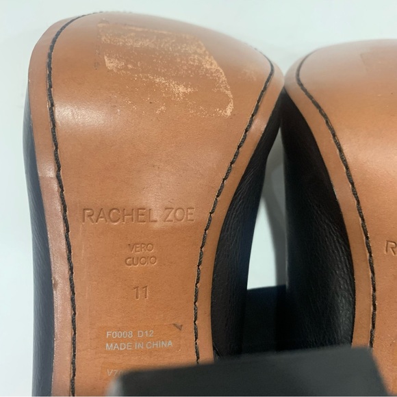 RACHEL ZOE size 11 mid calf height black leather and suede boot buckle detail - Picture 12 of 16